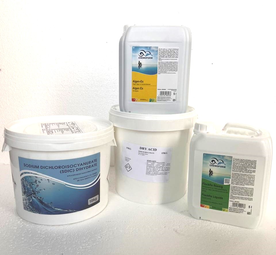 SET OF 4 POOL CHEMICALS (SMALL)
